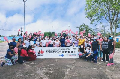 Caminhada nas ruas de Benevides alerta para prevenção da tuberculose 